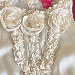 Sunny Leigh ruffled shirt.  Very feminine w/ruffles & 3 roses, size XL.